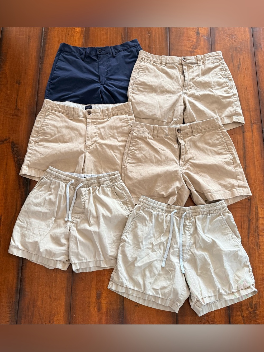 Bundle of J. Crew & Polo Men's Navy and Beige Cotton Blend Shorts Pack